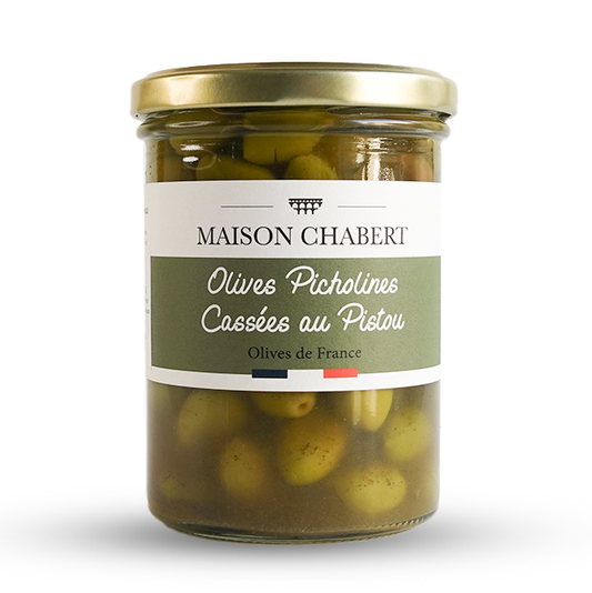 Olives Picholines Casseés au Pistou