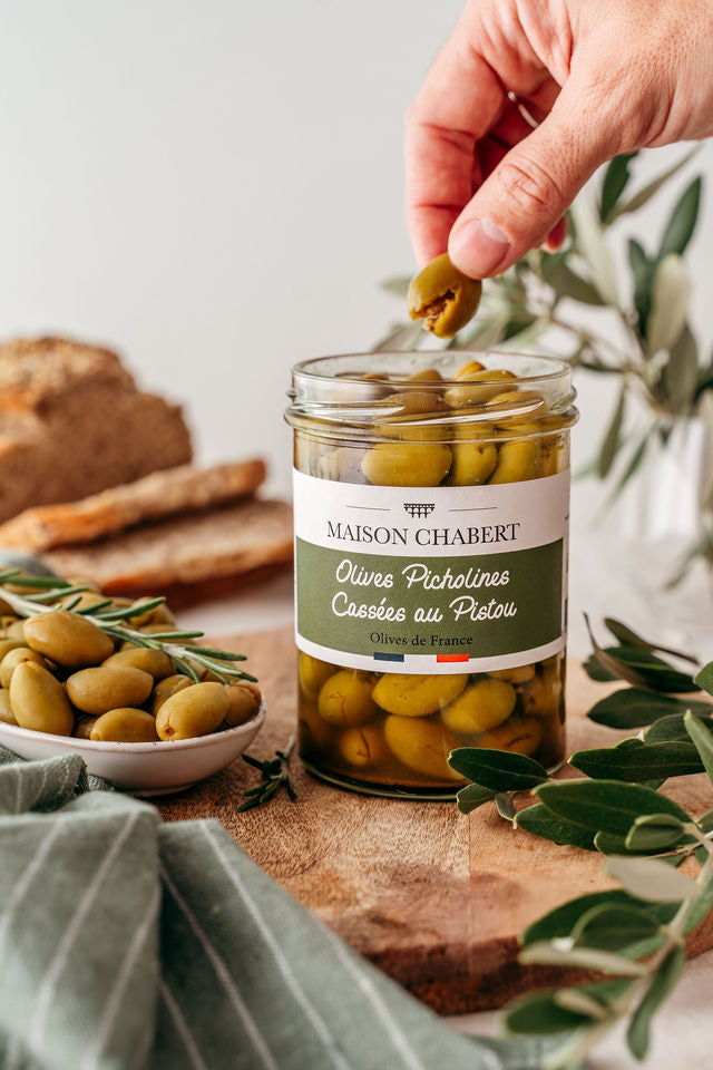 Olives Picholines Casseés au Pistou